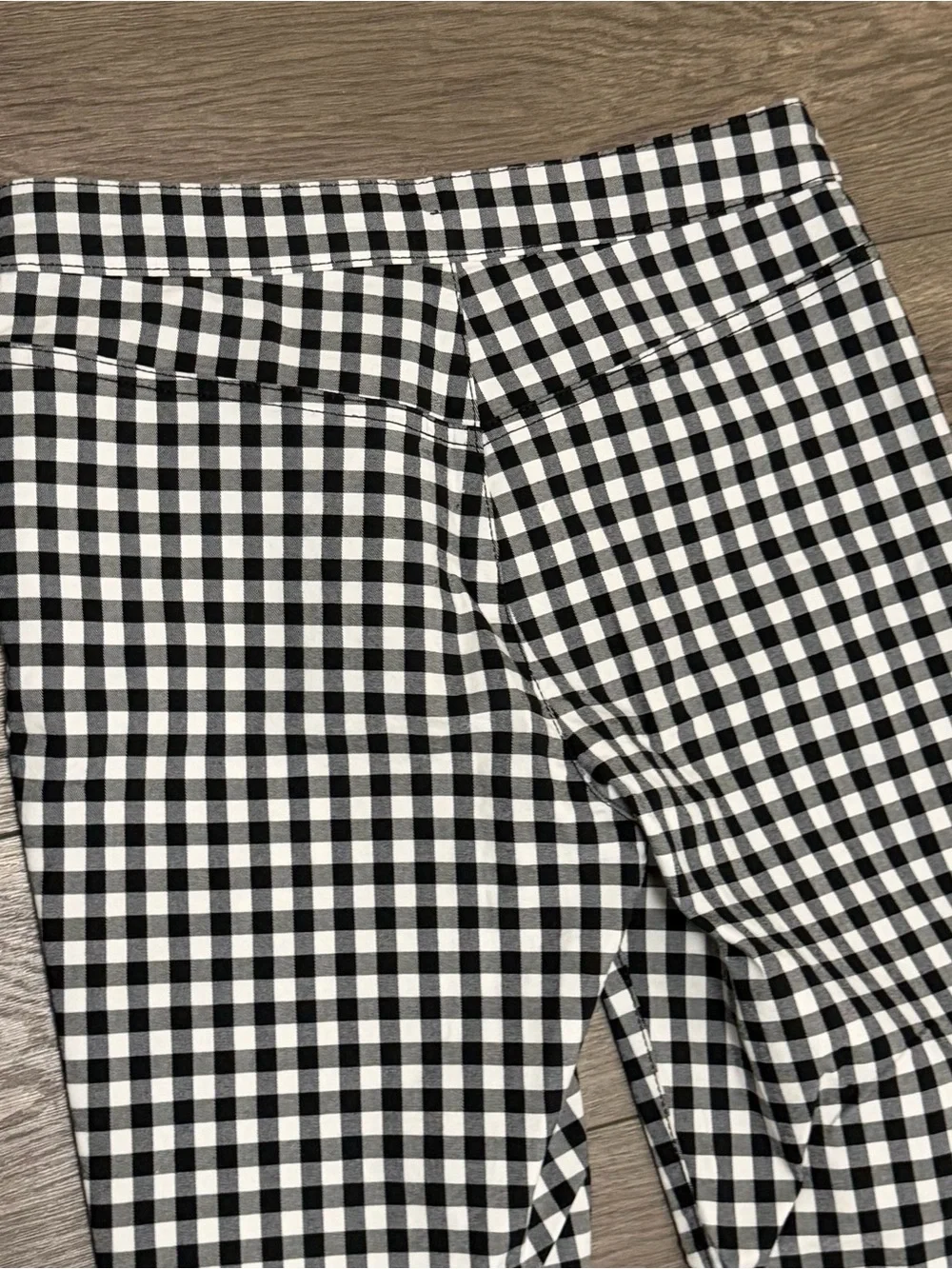 Free People Women's Gingham Pants Black White Sz 26